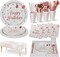 161-Piece Rose Gold Birthday Party Tableware Set, Includes Paper Plates, Napkins, Cups, and Silverware, Perfect for Showers, Engagement Parties, and Decorations – Serves 20